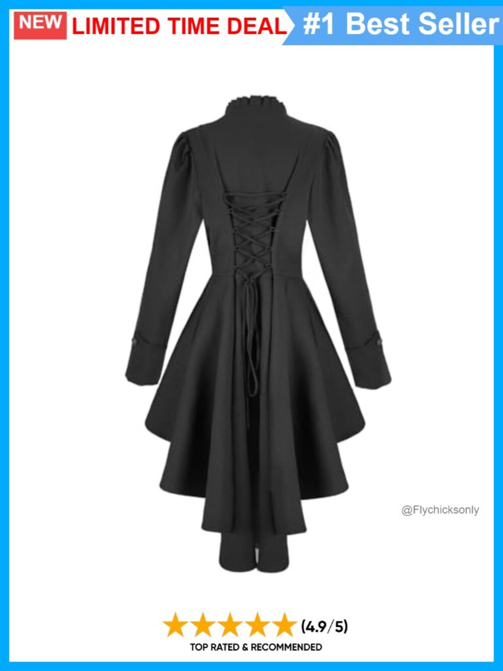Victorian Steampunk Tailcoat Jacket Ruffled High-Low Cosplay - Picture 2 of 5